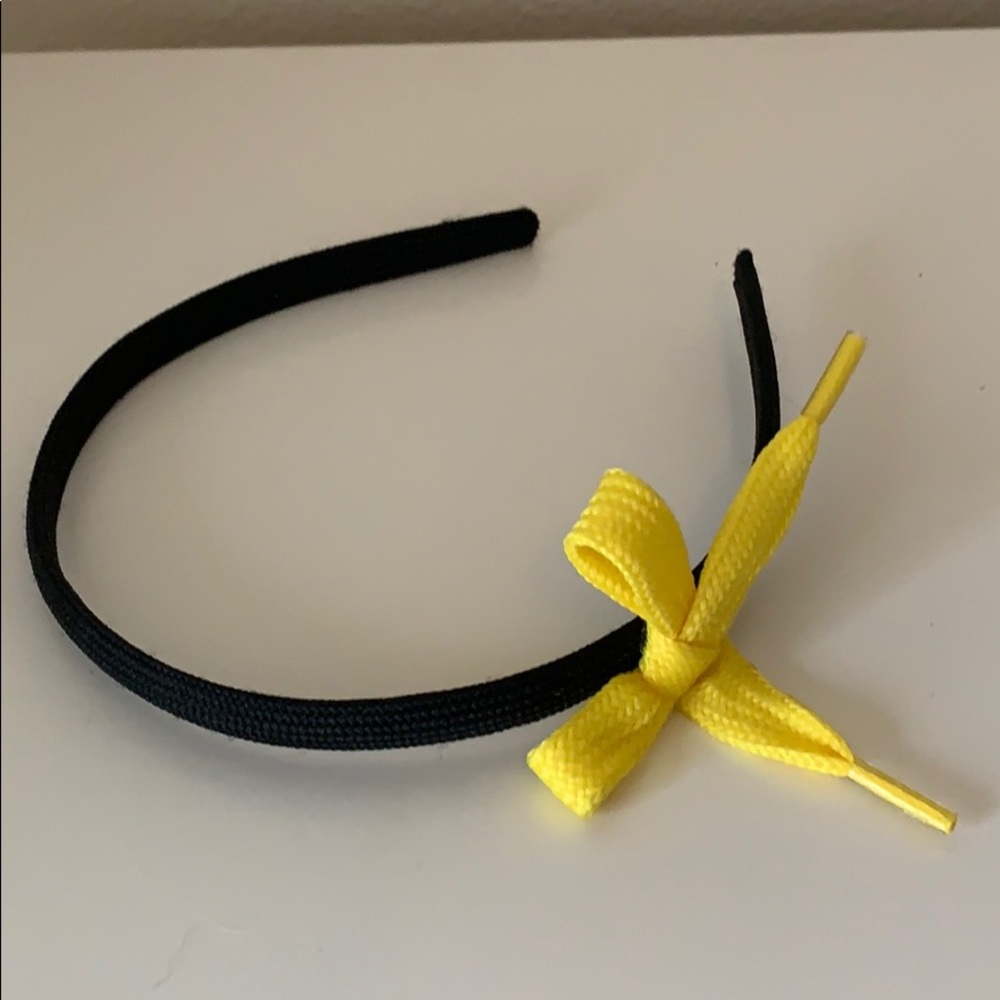 Yellow shoelace bow headband